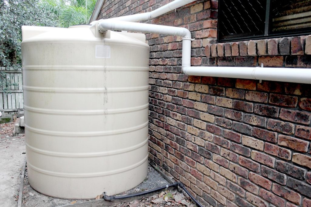 White rainwater tank