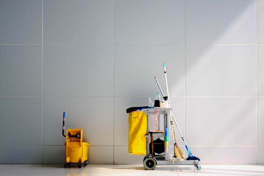 Commercial cleaning supplies in the building