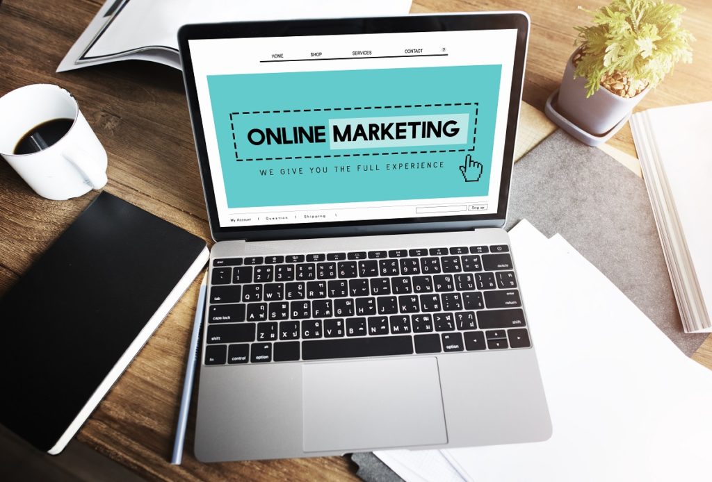 Online marketing shown on a laptop