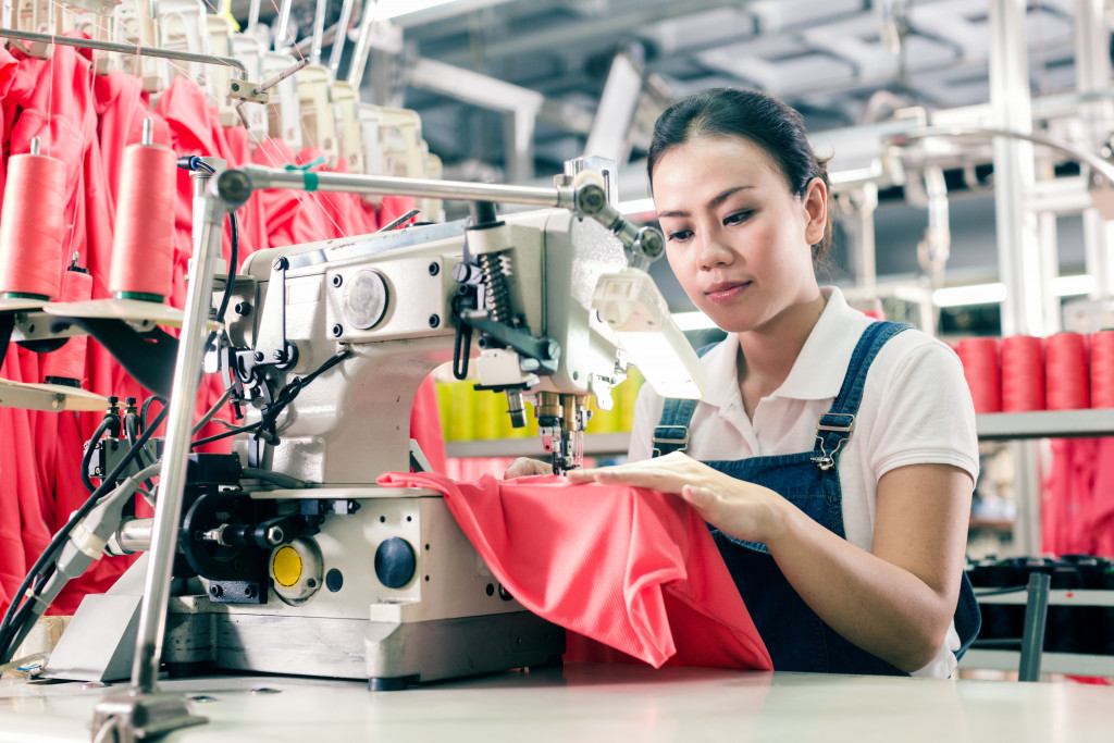 Female working at a cloth factory