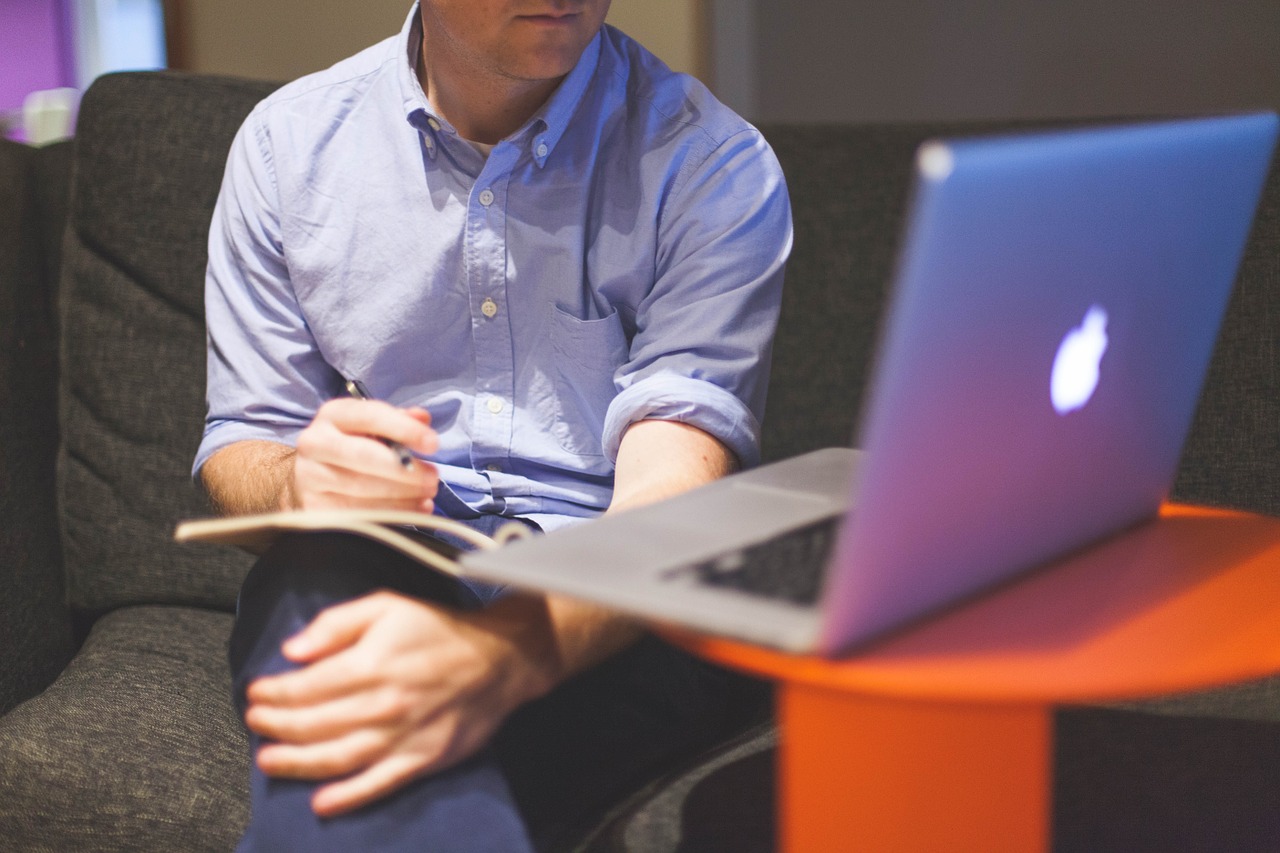 man working at home