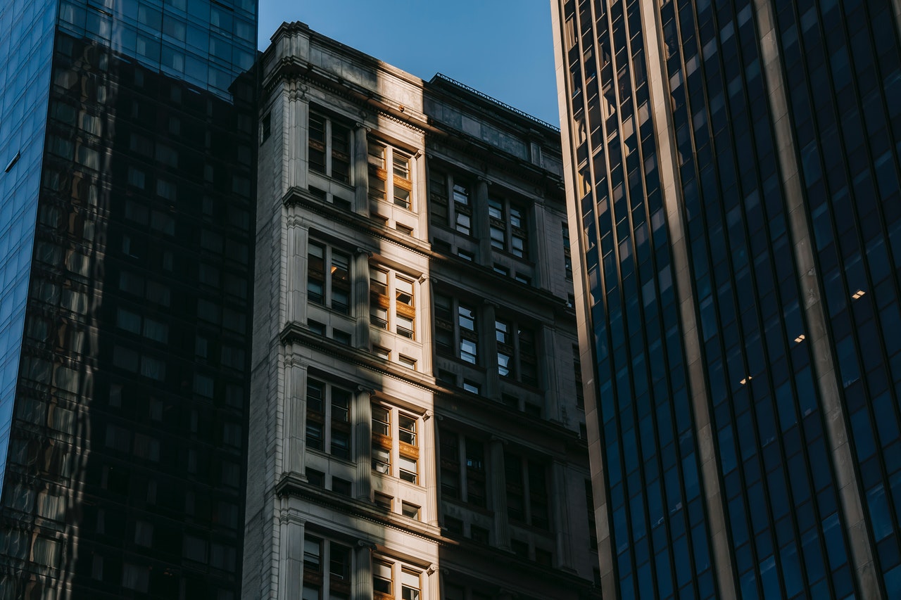 commercial buildings next to each other